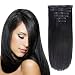 Clip in Hair Extensions Triple Weft 20" Straight Heat-Resisting Fiber Hairpiece #1B Off Black 7Pcs 140g