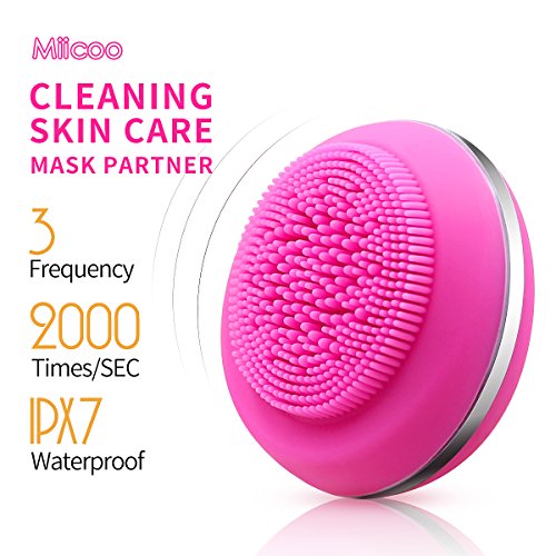 Luxury Mini Electric Facial Cleaning Brush,Sonic Rechargeable Waterproof Silicone Face Cleanser, Body