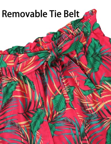 Image of Arshiner Girl's Outfits Pocketed Summer Short Sets Green Floral Leaf Boho Clothes Sets for Tween Girls Size 9-10