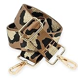 BENAVA Taschengurt Verstellbar mit Karabiner Farbe Gold | Stilvoller Crossover Schultergurt mit Leo Print | Tragegurt Zubehör für alle Schultertaschen Tragetaschen und Handtaschen 75-135 cm