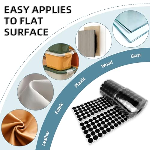 Image of 800 PCS Self Adhesive Dots Tape, Large 0.79 inch Diameter Hook and Loop Dots, Premium Nylon Sticky Back Coins for Home, School, Office, DIY (Black)