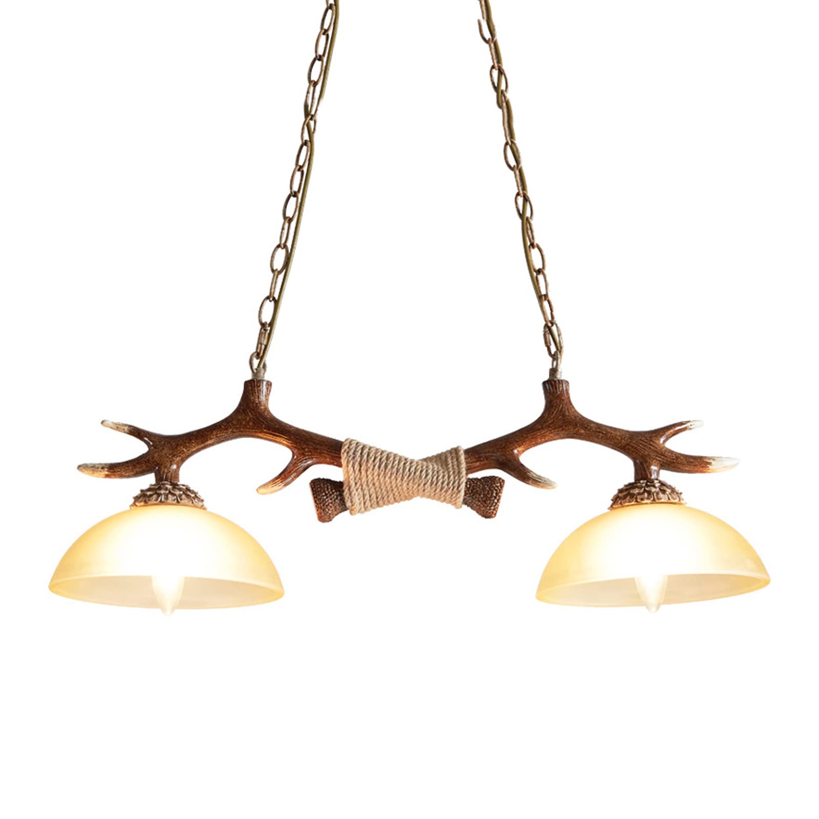 Lustre en verre rétro en bois de cerf pour bureau élégant