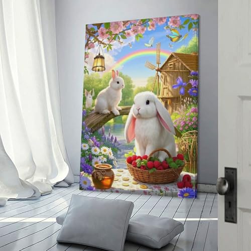 Décoration murale image sur toile lapin pour masquer un mur vide - 3