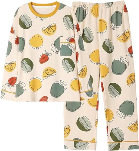 Big Girl Teens Cotton Soft Pajamas Sleepwear Casual Print Long Sleeve Pullover With Pant Loungewear Pjs Lounge Set