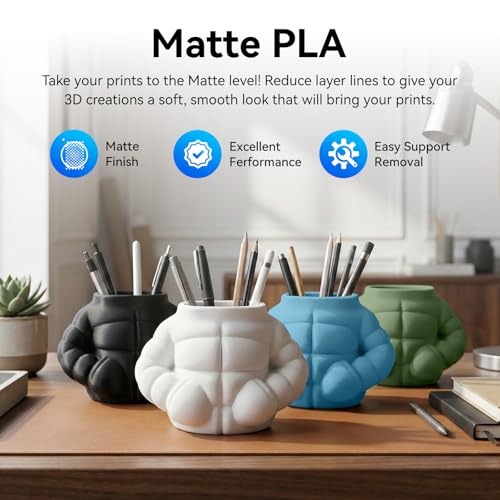 Image of JAYO Matte PLA 3D Printer Filament 1.75mm Grey, Matte Surface Conceals Layer Lines Filament, 1.1kg (2.42 lbs) Spool, Accuracy + /- 0.02 mm, Fit Most FDM Printers