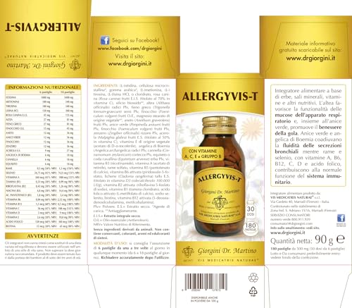 Dr Giorgini ALLERGYVIS-T Pastiglie Integratore Alimentare- 90 G - 5
