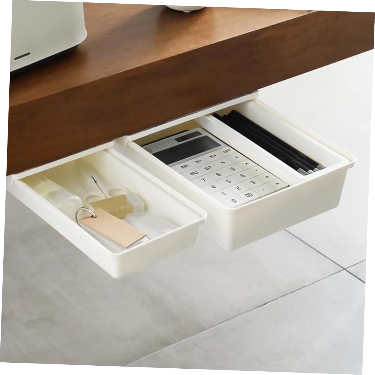 SHINEOFI 2pezzi Sottotavolo Estraibile in Materiale di Organizer per Cancelleria e Articoli per Ufficio Cassetto Invisibile per Scrivania Contenitore Portaoggetti Nascosto