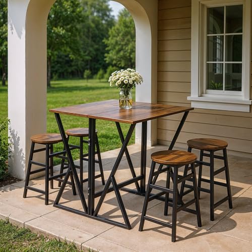 Folding Dining Table Set, Dining Room Table,Drop Leaf Extendable Versatile Table Space Saving,Kitchen, Dining Room Table (Black 2 stools) 3 Folding Dining Table Set, Dining Room Table,Drop Leaf Extendable Versatile Table Space Saving,Kitchen, Dining Room Table (Black 2 stools) - Image 3