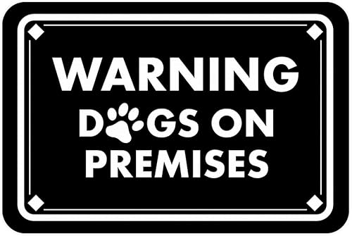 Diamante enmarcado clásico, letrero de advertencia de perros en las instalaciones (negro) - grande
