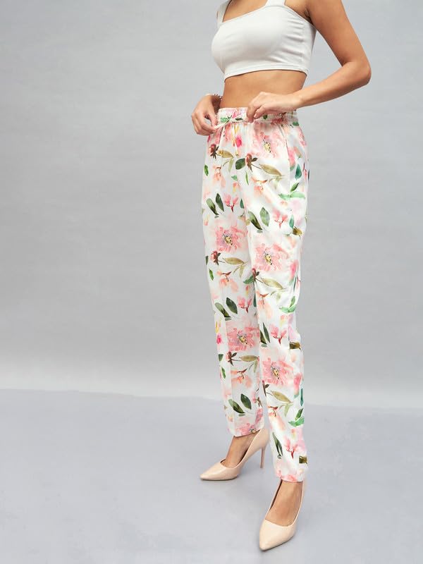 Image of SASSAFRAS Women's Satin Floral Darted Pants
