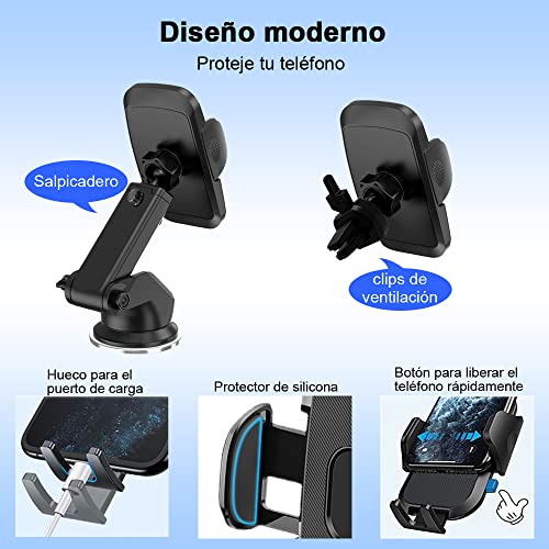 HOMSCAM-Soporte-Movil-Coche-4-en-1-Soporte-Movil-Coche-Ventosa-Fuerte-para-Salpicadero-Parabrisas-Rejilla-Escritorio-360-Rotacion-Sujeta-Porta-Movil-Coche-Compatible-con-iPhone-Samsung-Xiaomi-ect