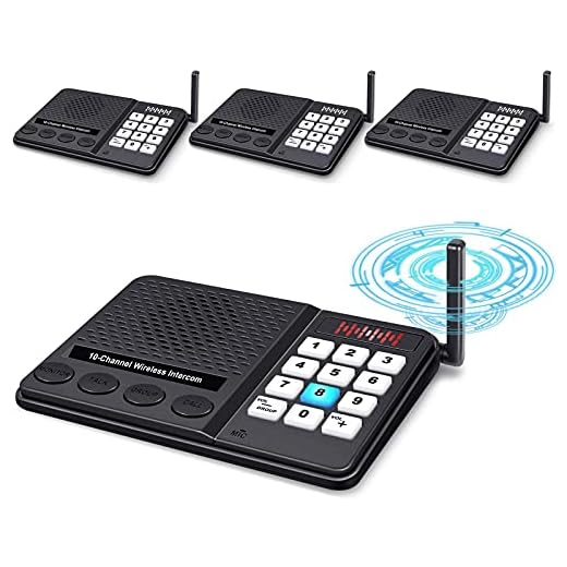 Intercoms Wireless for Home - GLCON Long Range 1 Mile Wireless Intercom System 10 Channel 3 Code - Room to Room Home Intercom System for Business House Office Gate Restaurant Elderly (Pack of 4)