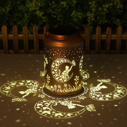Mothers Day Gifts for Mom Grandma - Birthday Gifts for Women, Cat Solar Lights Outdoor Waterproof, Decorations Outside for Yard, Garden Decor Solar Lantern