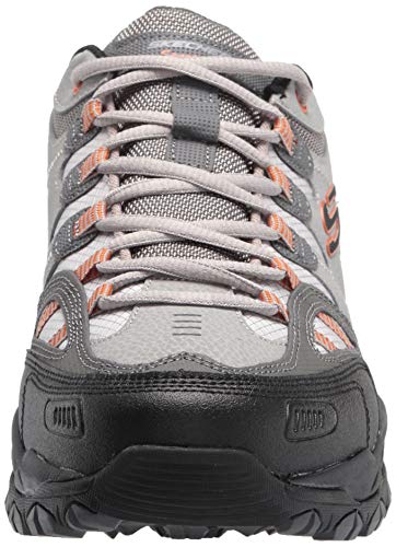 Skechers Skechers mens Skechers Men's Sparta 2.0 Leather and Mesh Lace-up Sneaker Oxford, Gray/Orange, 8 US