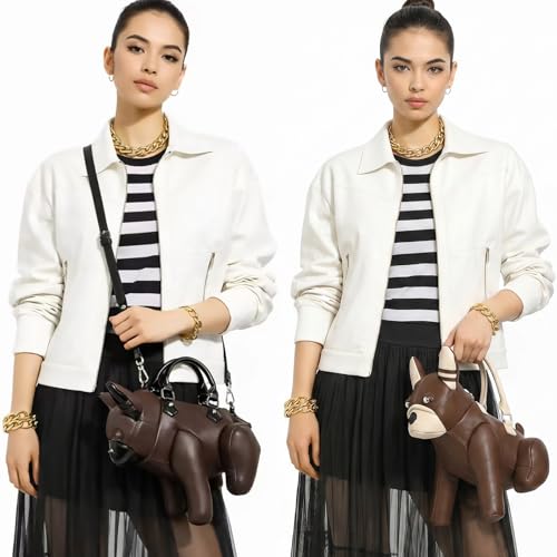 Image of Women PU Leather Unique Novelty Dog Shaped Crossbody Shoulder Bag Handbag Purse