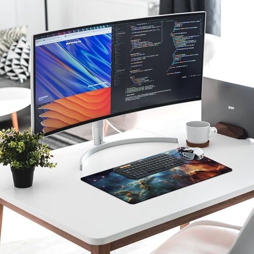 Tapis de souris de jeu imperméable grand format LED espace
