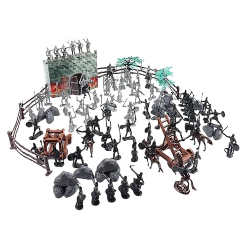 Ailan Ritterfiguren, kleine Soldaten, Spielzeugrequisiten für Kinder, die gerne mittelalterliche Schlachten nachspielen, Spielzeugsoldaten, Pferdefiguren aus Kunststoff, Spielsets für Jungen