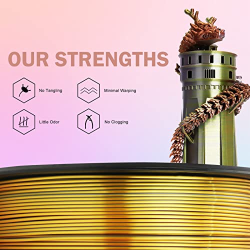 Image of ERYONE Silk Tri Color PLA Filament 3D Printer 1.75mm + /- 0.03mm, Multicolor Filament Tricolor PLA 1KG(2.2lbs) Cardboard Spool, Gold Silver Copper