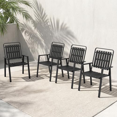 CHINNLUU Outdoor Dining Chairs Set of 4 Patio Chairs Set with Armrest 350LBS Capacity Outdoor Furniture Set for Pool Deck Lawn Backyard