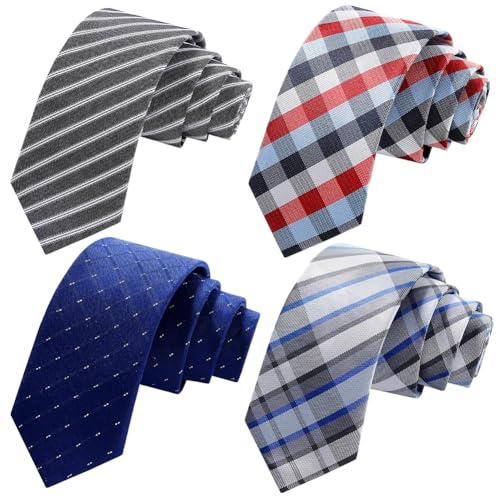 AUSKY Men's/Boys' Skinny Neck Ties Set of 4