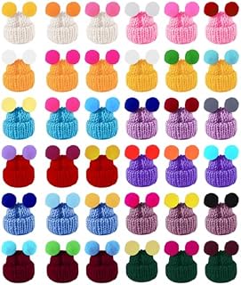 DBAILY Mini Knitted Hat of Christma 36 PCS Miniature DIY Hair Accessories Crafts Cute Doll Hat Lollipop Candy Cover Hat Mini Knit Hat for Doll Hat Jewelry Making Accessory Christmas Bottle Cover