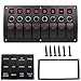 Produktbild Katigan Boot Auto Marine Wippschalter Panel 8 Gang 3PIN & Schutzschalter ueberlastschutz Wasserdichte LED Schalttafel DC12 / 24V ON-OFF Aluminium Schalter