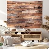 JAWO Rustic Barn Door Tapestry Wall Hanging, Wood Panels Wall and Floor Texture, Polyester Fabric Wall Tapestry for Home Living Room Bedroom Dorm Decor 80W X 60L Inches