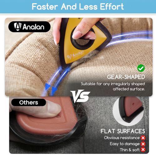 Image of Analan Mini Pet Hair Remover for Car Detailing Dog Hair Tool Brush (Yellow)
