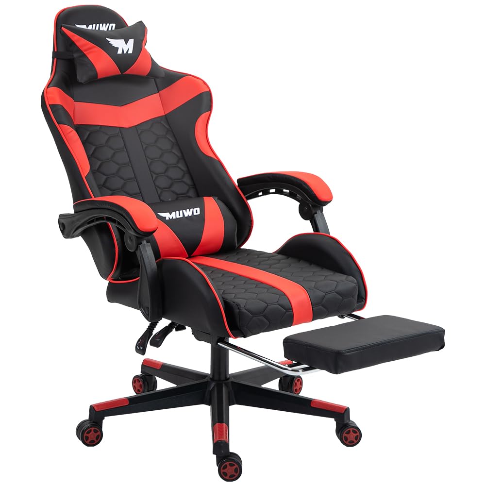 Produktbild von Gaming-stuhl Test MUWO MystiX Gamingstuhl (Gelb) – Verstellbar Bis 170° Mit Kopf- & Rückenkissen Gaming Sessel