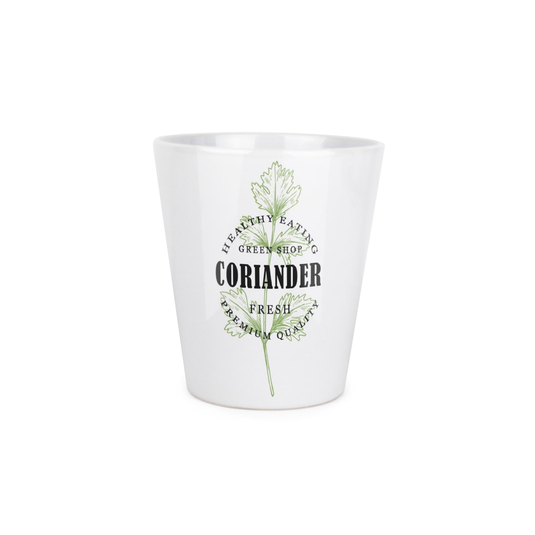 Purely Home Coriander Herb Plant Pot - Cooking Ingredients Green Herbs Small Ceramic Indoor Plant Pot with Drainage Hole - Homeware Gift 9cm Diameter Flower Pot