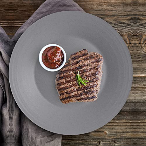 Image of 10inch 5pcs Dishwasher Microwave Safe Wheat Straw Plates, Lightweight Reusable Unbreakable Dinner Plates, BPA Free for Kids Adults, Grey