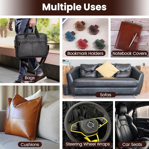 Marine Vinyl Fabric, Upholstery Faux Leather Fabric by The Yard, 0.95 mm Thick PU Leather Sheets for Sofa Chairs Handbags Hair Bows Earrings Crafts (2 Yards 72''X 54'', Dark Brown) by Mei Fiberlux - Used condition - Image 7