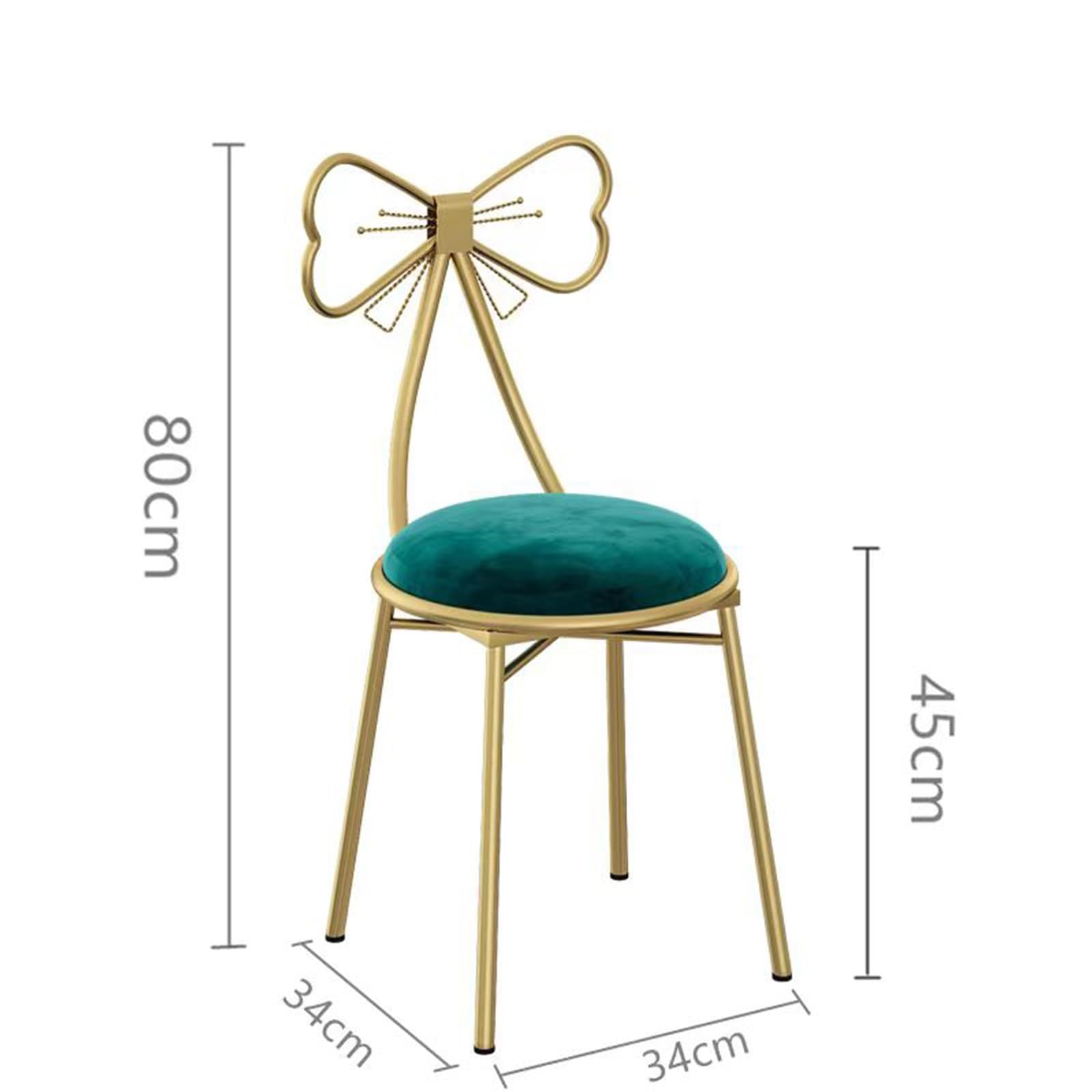 Sedia da Trucco in Ferro Battuto con Schienale, Sedia Multifunzionale con Design A Fiocco, for Camera da Letto, Soggiorno, Cucina, Sgabello di Bellezza(Rosa)