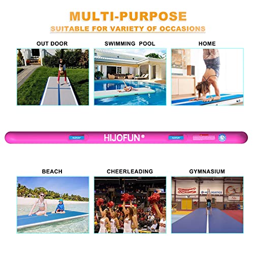 Hijofun Tumbling Track Mat 10Ft 13Ft 16Ft 20Ft Tumble Track Thick 4/8 Inches Gymnastics Tumbling Mat Inflatable Training Track Mat With 650W Electric Air Pump For Home Use/Tumble/Gym/Training/Indoor #TOP4