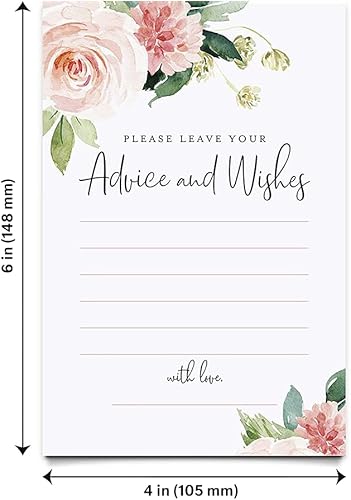 Miniatura 3 de Bliss Collections Tarjetas de Consejos y Deseos, Diseño Floral Bohemio Rosa Rubor y Vegetación, Perfecto para la Novia y el Novio, Baby Shower