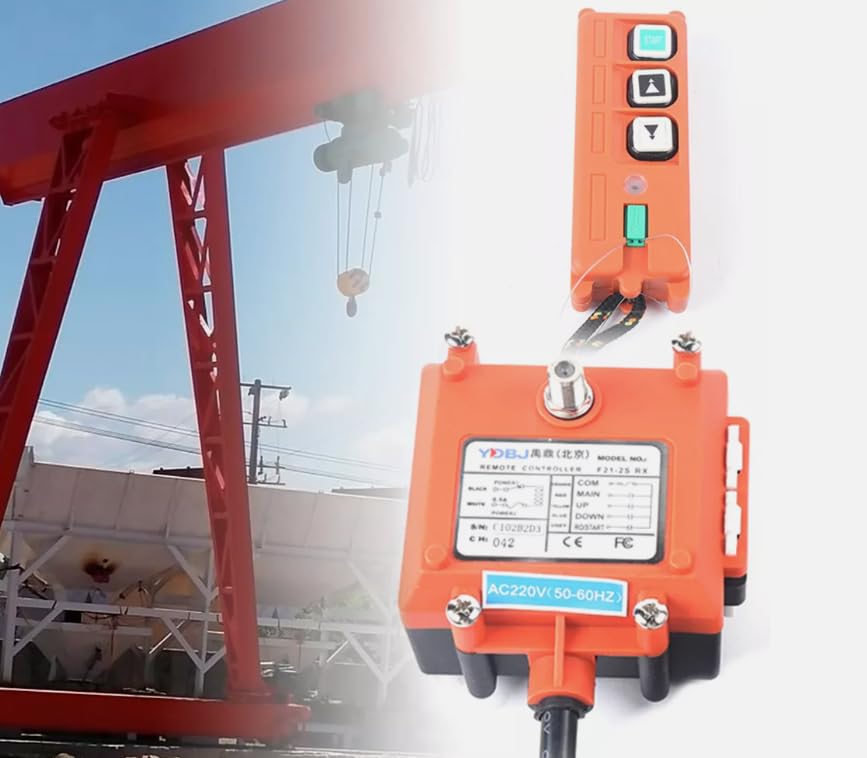 Télécommande sans fil Interrupteur à bouton-poussoir Télécommande industrielle Hoist Palan à corde orange pour élévateurs électriques, engins de chantier 21 x 18 x 8 cm