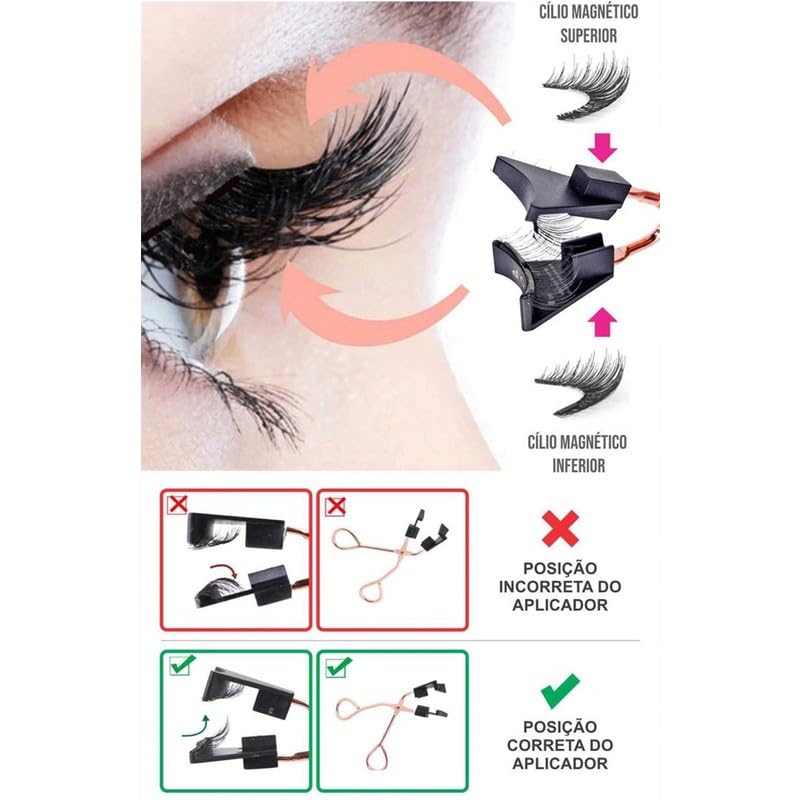 Miniatura 5 de Pestañas magnéticas sin delineador de ojos, 2 pares de pestañas magnéticas dobles con aplicador, pestañas decorativas, aspecto natural, pestañas