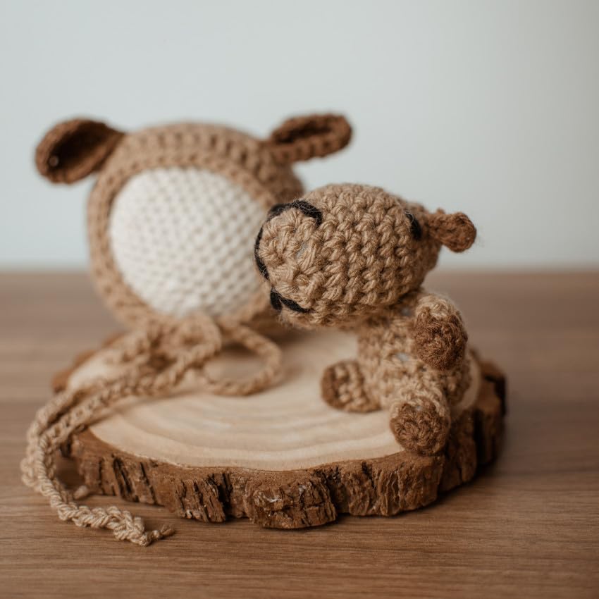 Amigurumi capivara e touca marrom fotografia newborn recém nascido