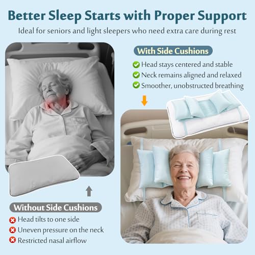 Image of Head Stabilizing Pillow, Neck Stabilizer for Sleeping Upright, Post Cervical Fusion Surgery Head Support Cradle, Medical Positioning Wedge Pillow for Elderly Bedridden Patients (Cooling Fabric)