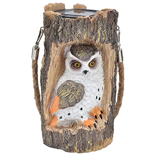 Hibou lumière solaire haute simulation en résine lanterne suspendue étanche 34 cm