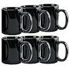 Creative Home Set of 6 Pieces 12 oz Ceramic Coffee Mug Tea Cup for Breakfast Coffee Juice Hot Tea 32 Diam x 38 H Black