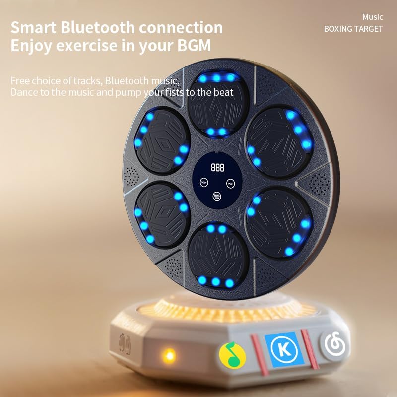 Miniatura 4 de HOTSEVEN 2025 Music Boxing Machine with Boxing Gloves, Smart Bluetooth Boxing Machine with LED Electronic Wall Mounted, Music Boxing Target Workout