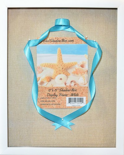 12x15” White Display Shadow Box Frame w/Linen Background - Ready To Hang Large Shadowbox Picture Frame - Easy to Use - Box Display, Baby and Sports Memorabilia, Uniforms, Military Medals, Wedding.