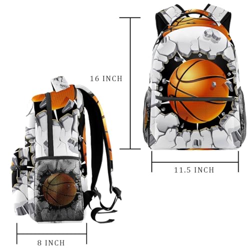 Sac à dos d'école multicolore fille garçon motif basket-ball - 2
