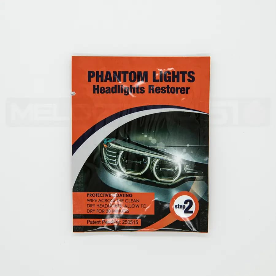 Kit Rigenerante per Fari Auto Phantom Lights Melograno51, 3 Salviette, Trattamento Professionale 5 Minuti