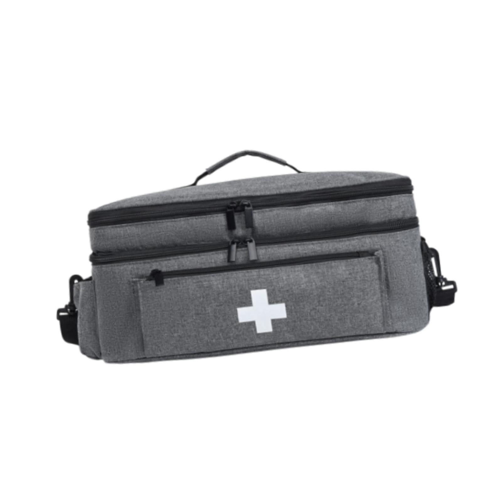 Bolsa de primeros auxilios, bolsa de almacenamiento vacía, cremallera suave, bolsa de emergencia, kit de emergencia, organizador para exteriores, hogar, senderismo (gris)