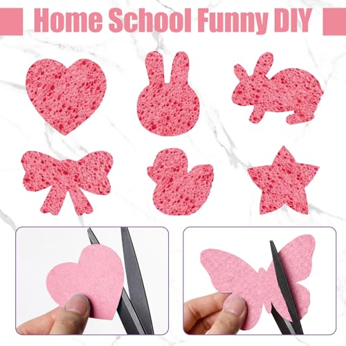 Image of Zhengmy 48 Pieces Sponges Bulk Sponges Kitchen Compressed Sponge Natural Dish Sponge Compressed Wood Pulp Cleaning Without Scratching for Kitchen Bathroom, 3.9 x 2.4 x 0.12 Inch (Pink)
