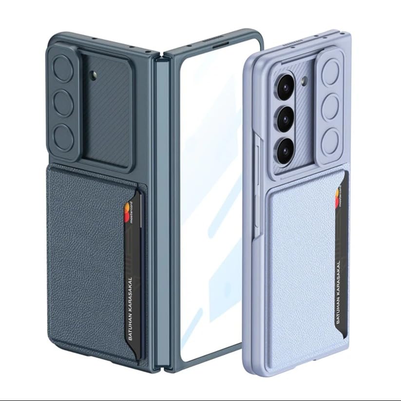 Image of MILLION CASES Back Cover Case for Samsung Galaxy Z Fold6 Shockproof Protective Sliding Window Wallet Case for Men & Boys(Carbon Black)