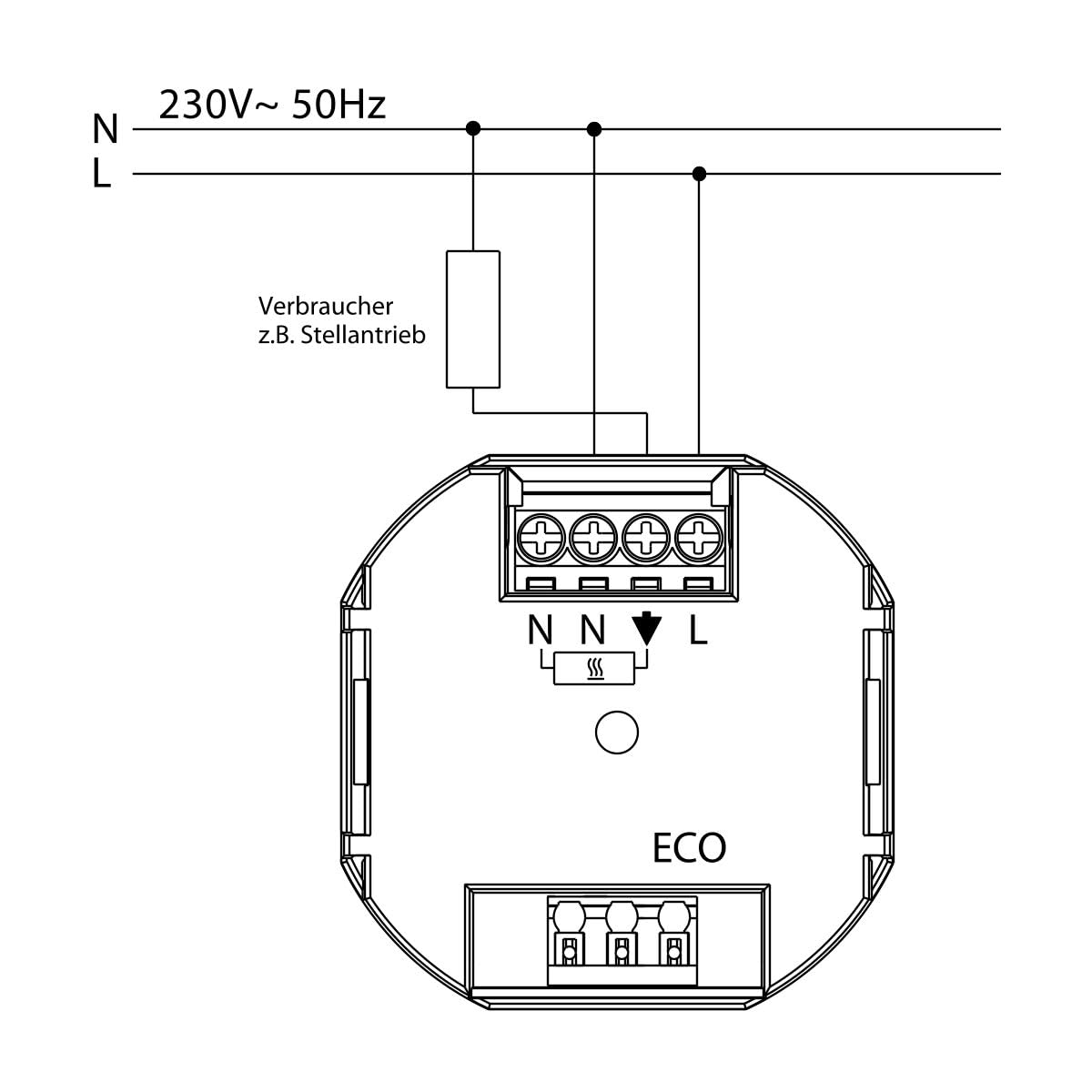 Halmburger digital Raumthermostat ERD-1Urg, großes Display inkl. Busch Jäger Reflex SI 1-Fach Rahmen 2511-214, alpinweiß Glanz für Fußbodenheizung Stellantriebe 230V stromlos geschlossen (NC)