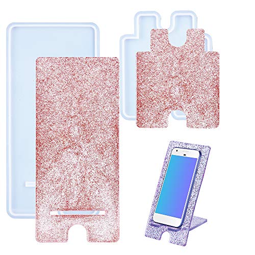 Cell Phone Stand Resin Mold, Tubala Mobile Phone Holder Silicone Mold 1 Set Phone Stand Epoxy Molds for DIY Craft Cell Phone Bracket Making
